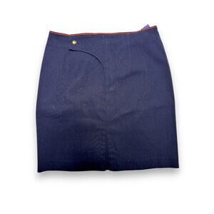 Vintage Tommy Hilfiger Navy & Red Waistband Trim Straight Midi Skirt Size 7